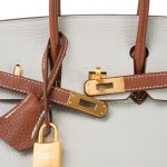 Birkin 25 Bi-Color Horseshoe (HSS) Craie/Gold Taurillon Gold Plated Y Stamp - Image 6