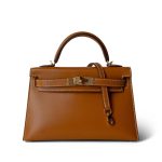 Mini Kelly Sellier Natural Sable Butler Calfskin Gold Plated Y Stamp