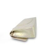 20B Iridescent White Calfskin Quilted Classic Flap Medium Light Gold Hardware - Image 12