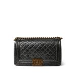 17A Black Silver Metallic Cracked Calfskin Boy Bag Old Medium Aged Bronze/Gold Hardware - Image 3