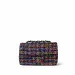 24S Multicolor Sequin Tweed Quilted Rectangular Mini Flap Light Gold Hardware