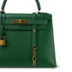 Kelly 28 Vert Bengale Courchevel Gold Plated T Circle Stamp - Image 5