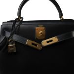 Kelly 28 Sellier Black Box Calfskin Gold Plated U Circle Stamp - Image 11