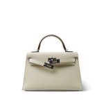 Mini Kelly Sellier Nata Epsom Palladium Plated B Stamp - Image 8