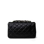 23S Black Lambskin Quilted Mini Rectangular Single Flap LGHW - Image 7