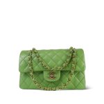 Green Caviar Quilted Classic Flap Small Light Gold Hardware - Image 7