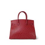 Birkin 30 Rouge Vif Ostrich Gold Plated X Stamp - Image 12