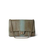 Brown/Blue Python Single Flap Bag Medium LGHW - Image 10