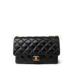 Black Lambskin Quilted Pillow Crush Single Flap Bag Aged Gold Hardware - Image 4