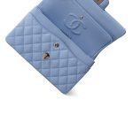 23P Light Blue Caviar Quilted Classic Flap Small Light Gold Hardware - Image 12
