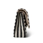 Ivory/Black Striped Coco Sailor Pearl Classic Flap Bag Gold Hardware - Image 4