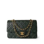 Vintage Dark Green Lambskin Quilted Classic Flap Medium Gold Hardware - Image 12