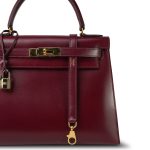 Kelly 28 Rouge H Box Calfskin Gold Plated O Circle Stamp - Image 3