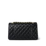 Black Lambskin Quilted Classic Flap Medium Gold Hardware - Image 4