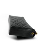Black Lambskin Quilted Rectangular Push Lock Single Flap Gold Hardware - Image 10
