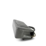 Dark Grey Lambskin Quilted Mini Top Handle Light Gold Hardware - Image 6