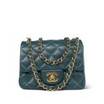Dark Green Lambskin Quilted Mini Square Flap LGHW - Image 8