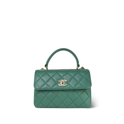 23C Green Lambskin Quilted Trendy CC Small Light Gold Hardware