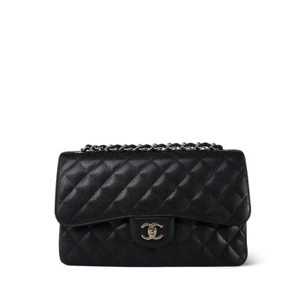Black Caviar Quilted Jumbo Classic Flap SHW