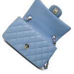 Light Blue Lambskin Quilted Mini Rectangular Flap LGHW - Image 11