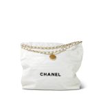 White Calfskin Quilted 22 Hobo Bag Medium Black/Aged Gold Hardware - Image 5