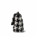 20S Ecru Black & White Ribbon Tweed Quilted 19 Flap Small Mixed Hardware - Image 2