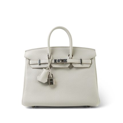 Birkin 25 Beton Togo Palladium Plated D Stamp