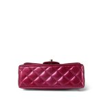 23P Pink / Dark Pink Patent Quilted Mini Rectangular Flap Light Gold Hardware - Image 3