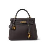 Kelly 25 Retourne Horseshoe (HSS) Ebene Togo Gold Plated B Stamp
