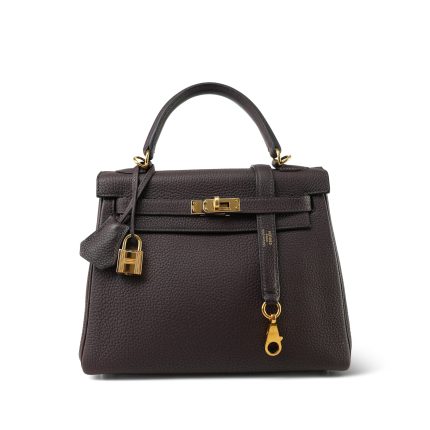 Kelly 25 Retourne Horseshoe (HSS) Ebene Togo Gold Plated B Stamp