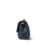 Navy Pearl Crush Mini Square Flap Aged Gold Hardware - Image 3