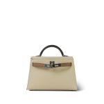 Mini Kelly Sellier II Tri-Color Horseshoe (HSS) Nata/Gris Meyer/Chai Epsom Palladium Plated U Stamp - Image 11