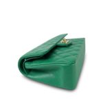 24A Green Caviar Quilted Classic Flap Small Light Gold Hardware - Image 3