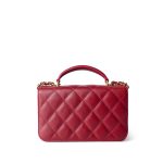 23B Red Caviar Quilted Mini Flap with Handle Flap Aged Gold Hardware - Image 2