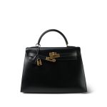 Kelly 32 Black Box Calfskin Gold Plated C Square Stamp - Image 4