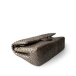 Grey Metallic Python Medium Classic Double Flap - Image 8