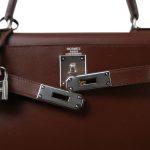 Kelly 28 Brown Box Calfskin Palladium Plated [C] Stamp - Image 10