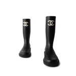 Black Caoutchouk CC High Boots