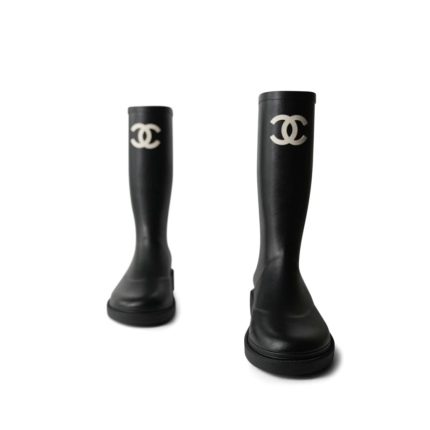Black Caoutchouk CC High Boots