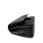 Black Lambskin Quilted Classic Flap Medium Gold Hardware - Image 7