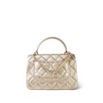 21S Gold Metallic Lambskin Quilted Trendy CC Small Light Gold Hardware - Image 3