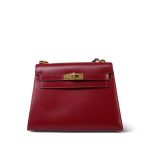 Mini Kelly 20 Rouge H Box Calfskin Gold Plated R Circle Stamp