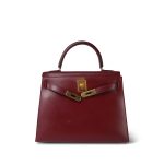 Kelly 28 Rouge H Box Calfskin Gold Plated Z Circle Stamp - Image 18