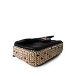 Black Lambskin Quilted Mini River of Pearls Flap Bag Aged Gold Hardware - Image 5