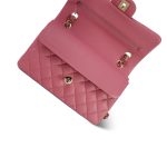 22A Pink Caviar Quilted Classic Flap Small Light Gold Hardware - Image 16