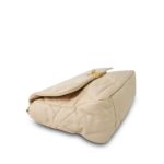 Light Beige Goatskin Quilted Large 19 Flap Mixed Hardware - Image 7