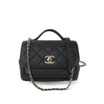 20B Black Caviar Quilted Business Affinity Flap Small Light Gold Hardware - Image 13