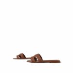 Hermès Box Calfskin Oran Sandals Gold Size 37.5 - Image 5