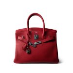 Birkin 30 Verso Rouge Casaque/Rouge H Togo Palladium Plated Y Stamp - Image 8