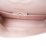 17C Light Pink Calfskin Chevron Quilted Classic Flap Medium Aged Gold Hardware - Image 13